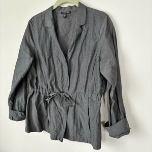 Eileen Fisher Women's Gray Notched Collar Lightweight Jacket size Large P